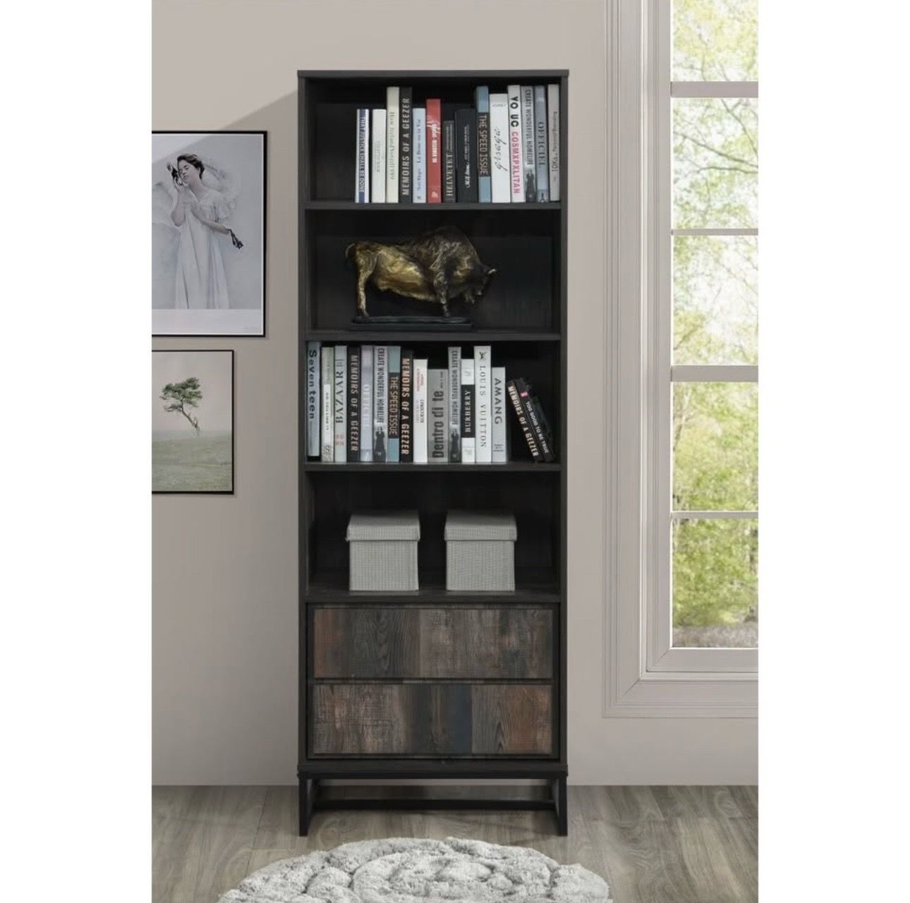 69 IN. H RUSTIC GRAY BOOK SHELVES Librera Estantería rústica gris de 69" alto