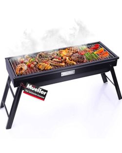 (NEW) Mueller Portable Charcoal Grill and Smoker, Portable Grill for Travel, Perfect for Tailgating, 23-Inch