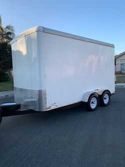 White Enclosed Cargo Trailer Dual Axle