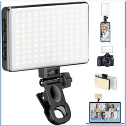 168 LED Phone Light, Selfie Light for iPhone/iPad/Camera, Portable Video Conference Lighting with Clip, Rechargeable 3000mAh CRI 95+, 3 Lights Modes A