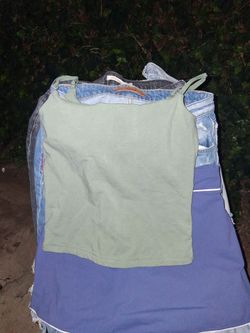 Green Spaghetti Strap Crop Tank Top