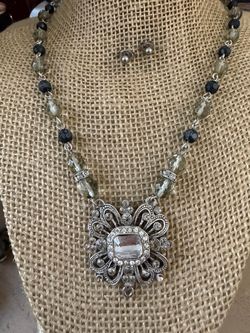Juego collar aretes stainless piedras antiguos