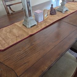 Wood Dining Set With Etchings And Extender