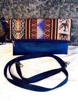 Peruvian Handmade Artisan leather and wool handbag