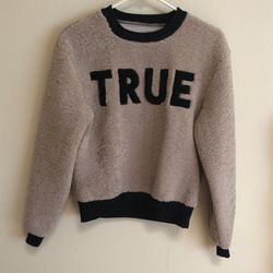 XS Fluffy Brown Black Crewneck Sweatshirt Sweater True Img Merrell Twins