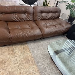 Genuine Leather Feather-Filled Sofa – Extra Large & Super Comfy
