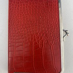 Photo Wallet Red Faux Croc Leather Kiss Lock 16 Picture