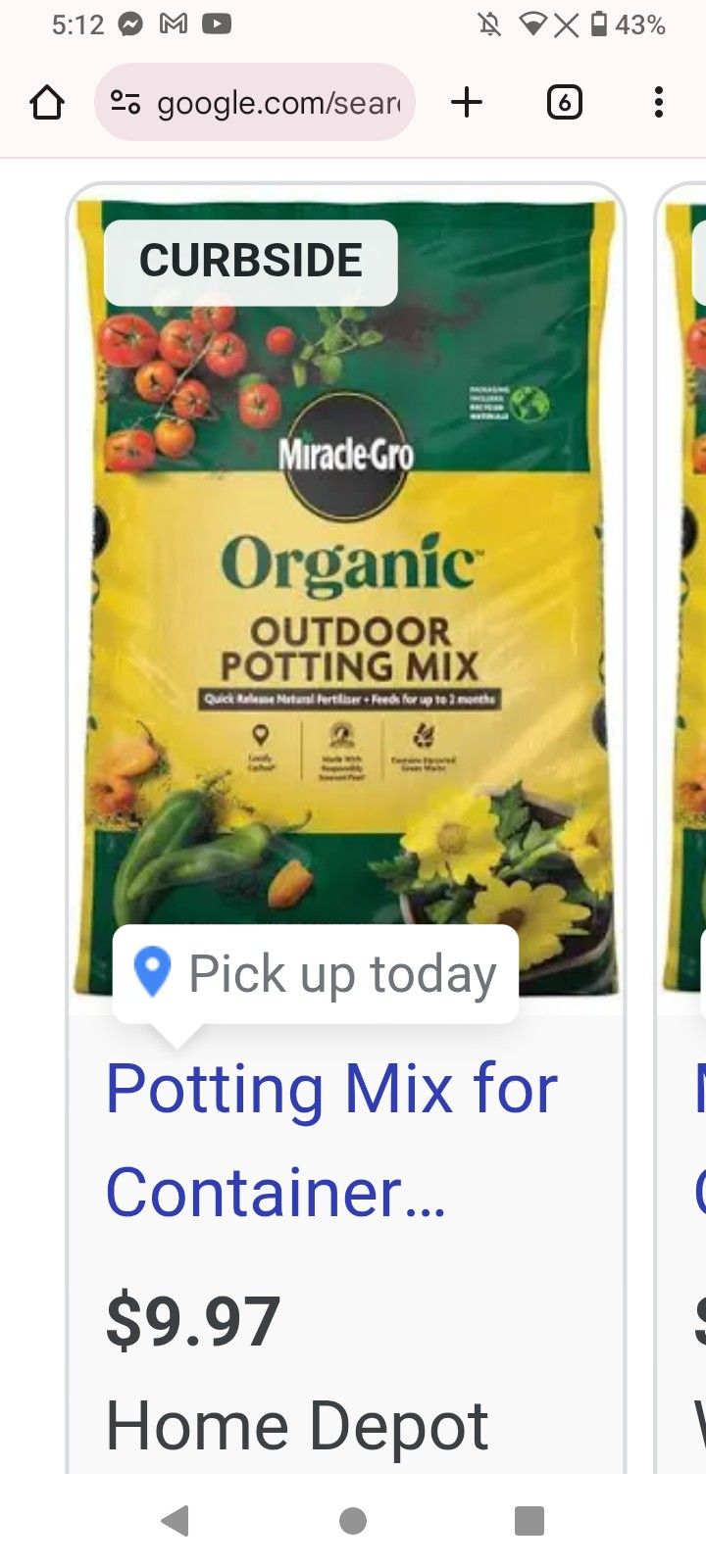 Miracle Gro Organic Outdoor Potting Mix