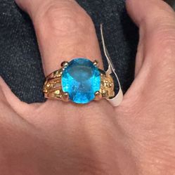 New Blue Topaz Gold Filled Ring Size 6
