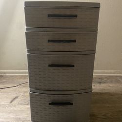 4 Drawer Weave Tower, Grey & Small, Medium, and Large Dark Grey Decorative Storage Basket