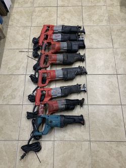 Lot Of 6 Milwaukee Sawzall Reciprocating Saw, Makita JR3050T Reciprocating