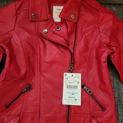 New Kids Leather Jacket Size 5/6 With Tags Never Worn