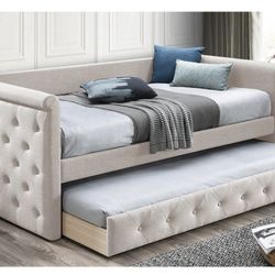 Beige Daybed With Trundle 