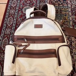 Authentic Renwick Travel Backpack Leather Canvas Material, Excellent Quality, Not Polo, Tommy Hilfiger 