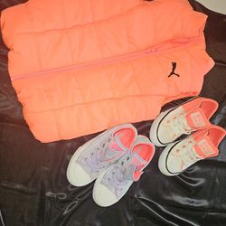 Girls Puma vest & 2 pairs converse size 11shoes