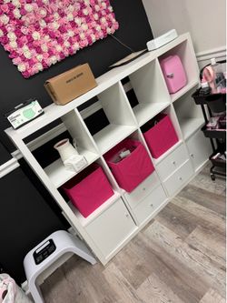 KALLAX Shelving unit with 6 inserts, white, 43 7/8x57 5/8 from IKEA