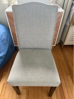 Dining chair, grey, upholstery tacks