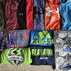 Boys athletic clothes teen/tween size YXL, with a few  YL and adult small — Nike, Adidas, under armor, soccer stuff