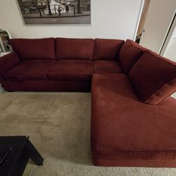 Red Sectional Sofa With Chaise & Full Sleeper 