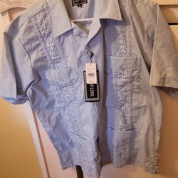 Mens Brand New Guayavera Xl  Blue. Guayavera De Hombre Nyeva Xl