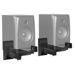 WALI Speaker Wall Mounts, Dual Side Clamping Bookshelf Mounting Bracket for Large Surrounding Sound Speakers, Hold up to 55 lbs. (SWM201), 1 Pair, Bla
