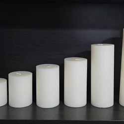 CANDWAX Pillar Candles Set of 36 - Rustic Unscented No Drip Ivory Candles for Home Decor, Weddings, Centerpieces
Sizes..3x3, 3x4, 3x5, 3x6, 3x8, 3x10.