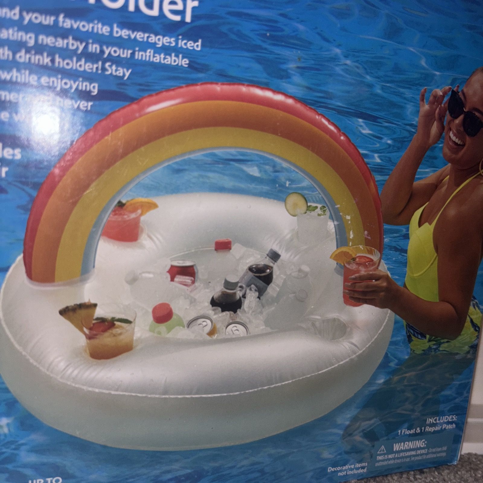 NEW Bluescape Floating Cooler & Drink Holder Pool Inflatable, Holds 4 Drinks