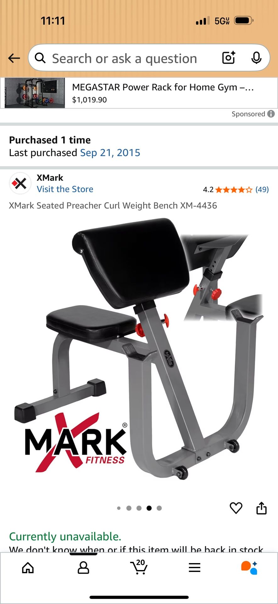 XMark Seated Preacher Curl Weight Bench XM-4436