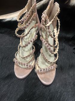 Stray studded, high heel, club heel strappy studded, high heel club heel