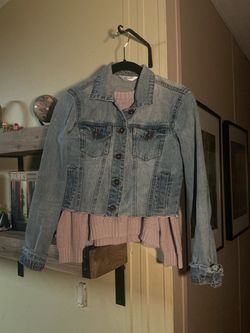 Bundle 2pc kids sweater light pink and juniors Denim Jacket with pockets