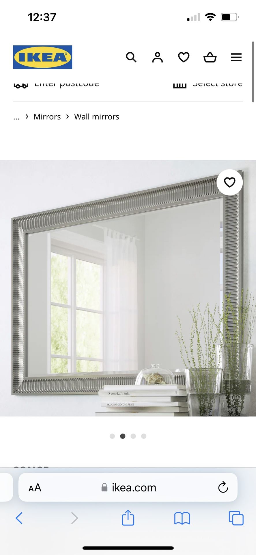 Ikea Silver Songe Mirror - 36” X 51” for Sale in Vista, CA