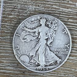 Half Dollar Silver Walker 1938 Philly Coin 