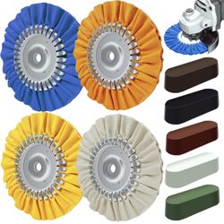 8" Airway Buffing Wheel, 4pcs  Aluminum Wheel Polishing Kit in Diameter 5/8 inch Arbor Hole,