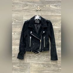 Blank NYC Women's Black Moto Suede Leather Jacket Coat M