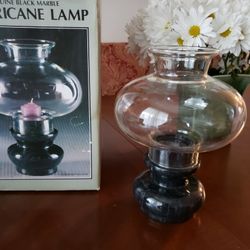 Vintage Genuine Black Marble Hurricane Lamp