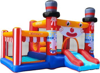 Bouncy House & Bouncy Castle for Kids, Inflatable Bounce House with Blower, Bouncing Area and Slide for Toddlers Outdoor Backyard Lawn Use Cute Clown