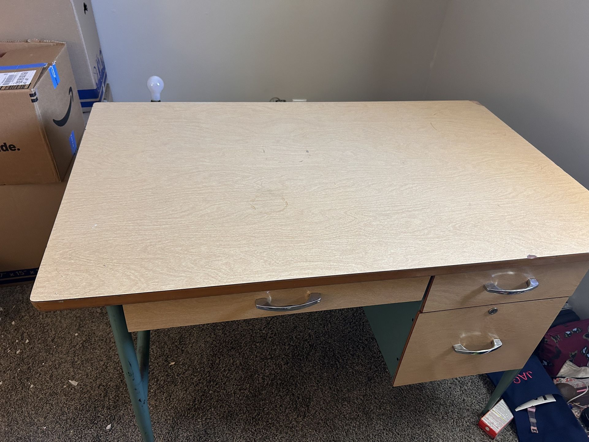 Solid Wood Desk - Colorful Accents