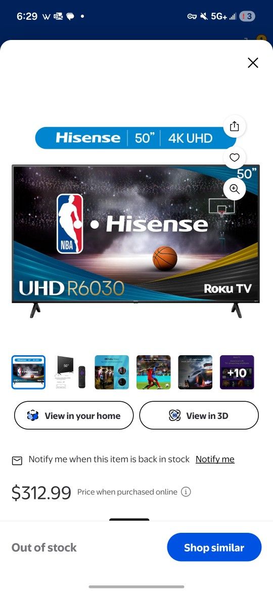 50" Hiense Roku TV