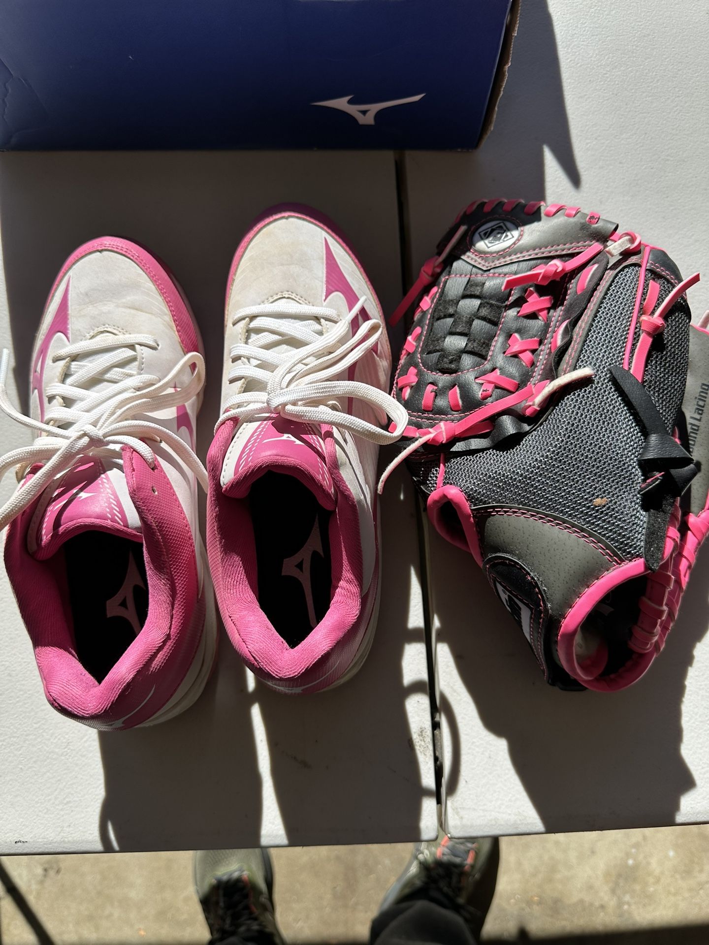 Like New Softball Cleats And Glove