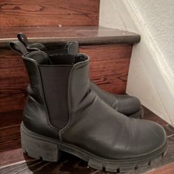 Black Leather Ankle Boots 