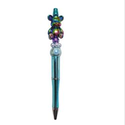 Holographic Blue Bear Custom Beaded Ballpoint Twist Pen