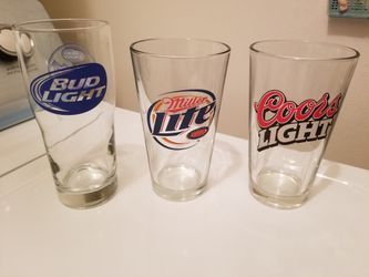 Set of three assorted beer glasses