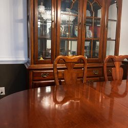 Cherrywood dining set + china cabinet +.side board