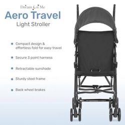Dream On Me Aero Travel Lightweight Umbrella Stroller, Easy to Fold and Carry Tr