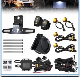 Kit de señal de giro  con bocina de 110D y soporte para matrícula con luz, precableado, conexión plug and play, intermitente con interruptor basculant