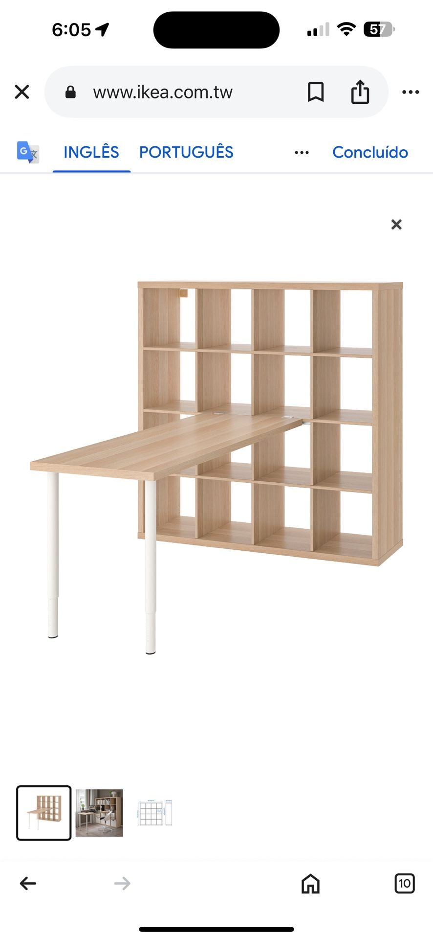 KALLAX/LINNMON desk combination, 147x139x147 with, white oak effect with 2 tables