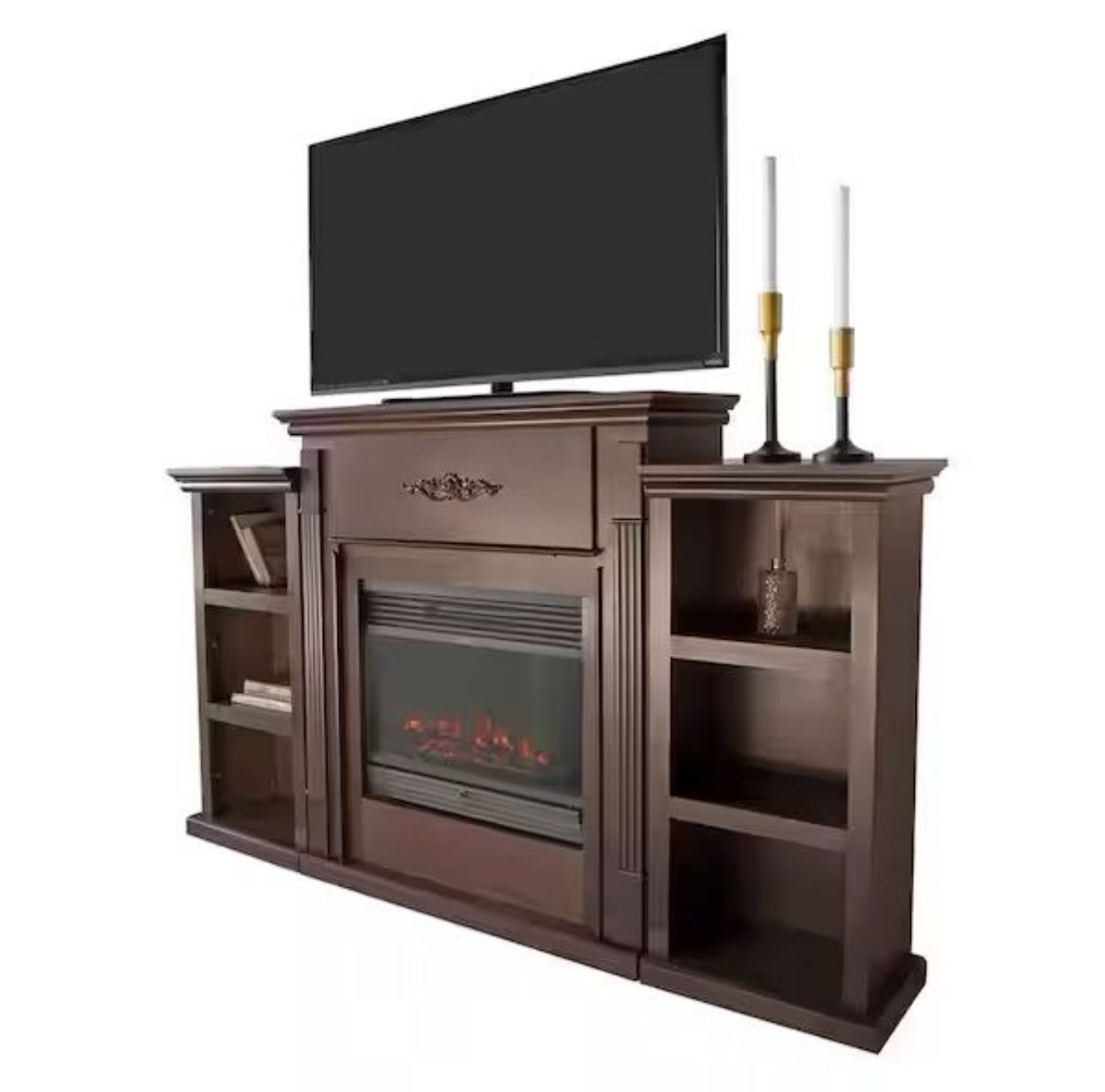 70 in. Media Console Open Shelves Elegant Organization TV Stand in Espresso (Stand Only) Without Electric Fireplace Other - Furniture