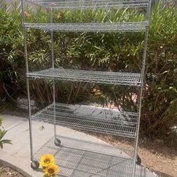 Storage Heavy-Duty 5 -Tier Metal Wire Shelving Rack on Wheels Assembled 