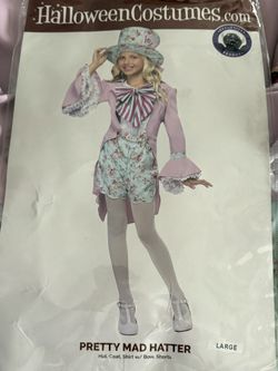 Halloween Costume Girls Pretty Mad Hatter Size L