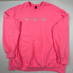 Pink Crewneck Sweatshirt with Small Tree Embroidery